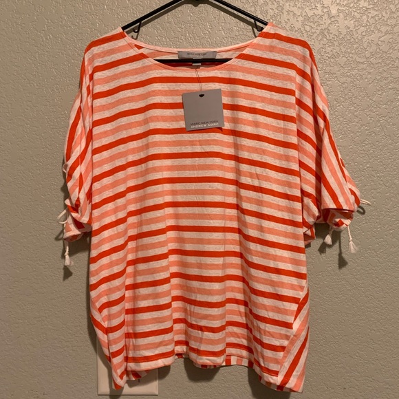 Andrew Marc Tops - Coral Striped Shirt